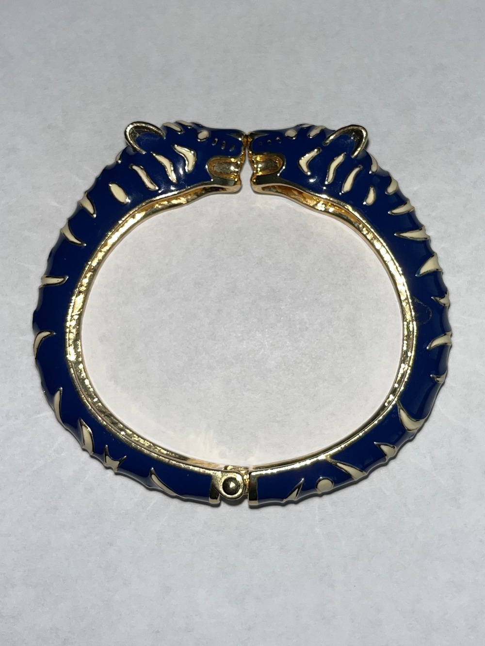 Stella & Dot bracelet Kissing Tigers blue gold hinged retired